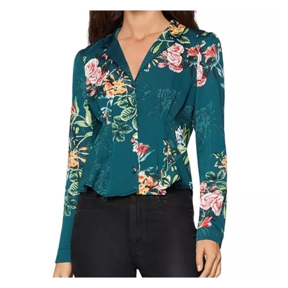 BCBGeneration Long Sleeve Pintuck Floral Blouse Womens Small1 - Picture 2 of 11